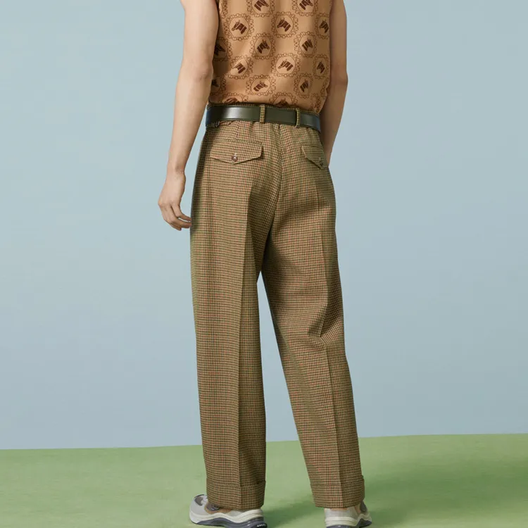 GUCCI Checkered Pleat Detailed Trousers-3