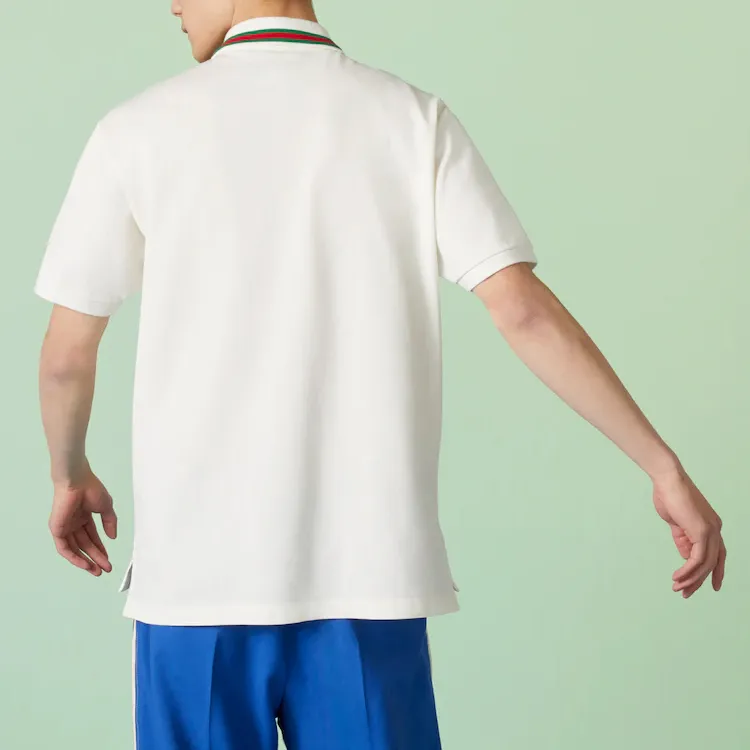 GUCCI Double G Cotton Piqué Polo Shirt Men's White-4