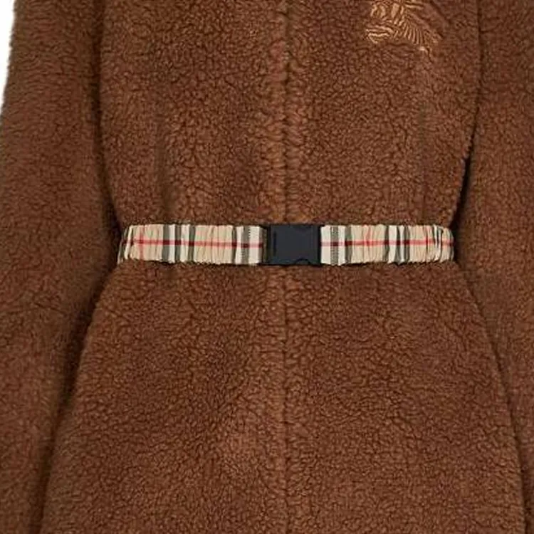 Burberry Belted Fleece Coat Dusty Carmel-3