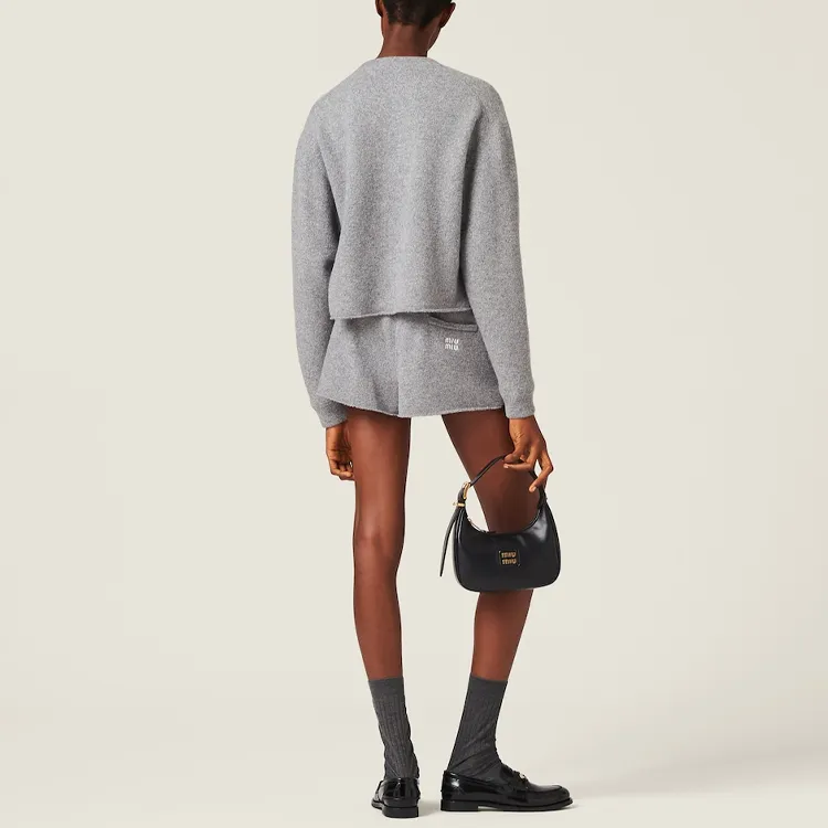 MIU MIU Logo Embroidered Crewneck Knitted Jumper-5