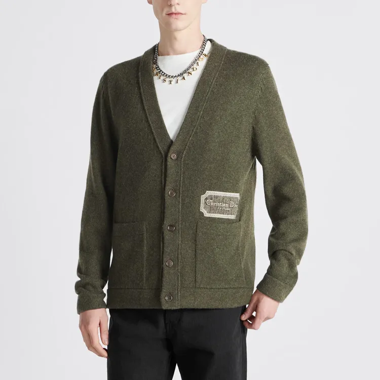 DIOR Homme Logo Patch V Neck Cardigan-2