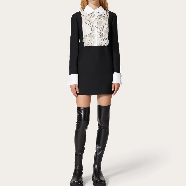 Valentino Ruffled Long-Sleeved Mini Dress-2