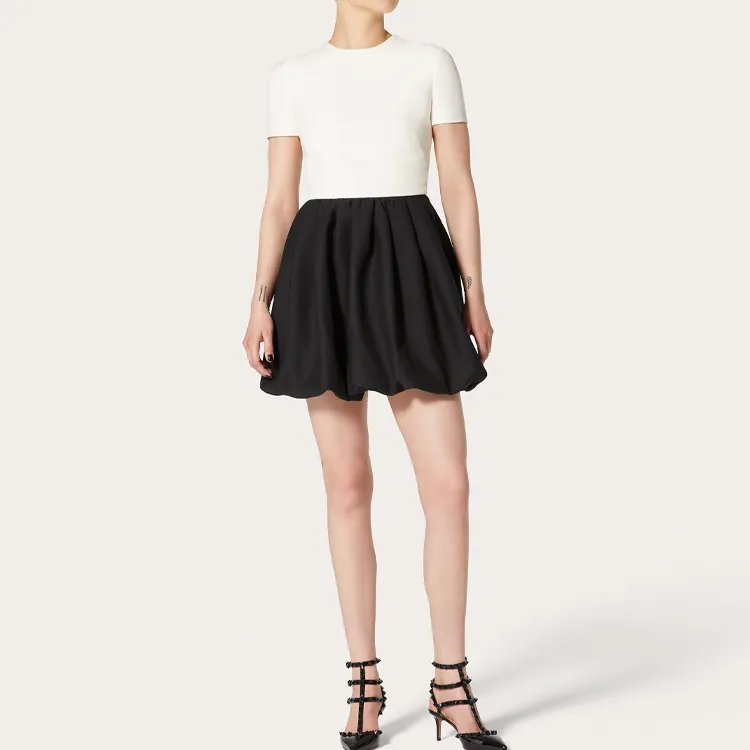 Valentino Short-Sleeved Dresses Women's Black/White-1