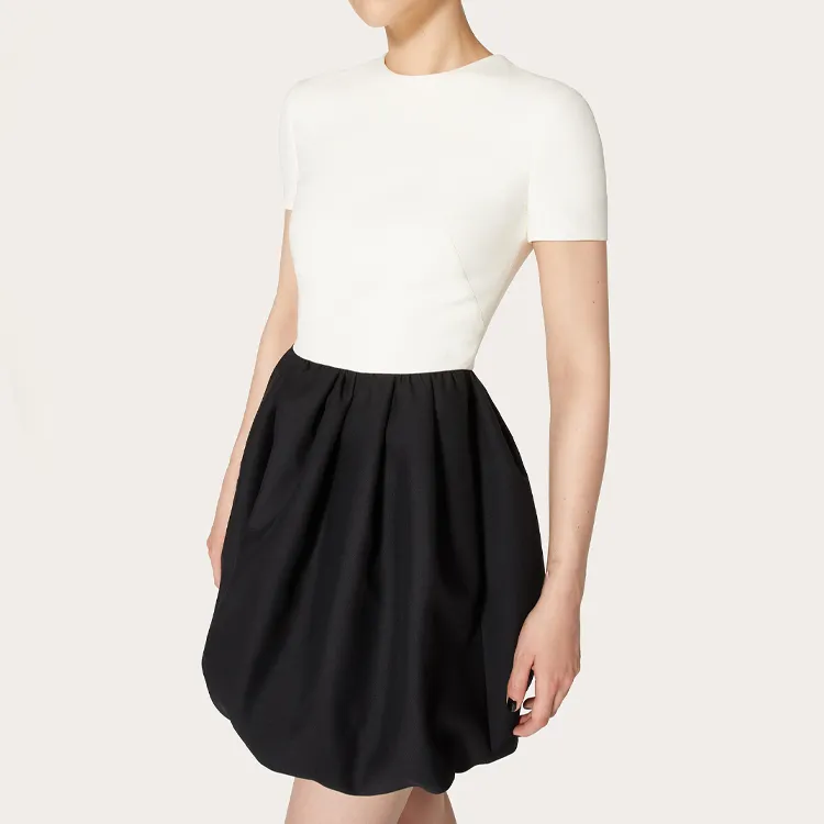 Valentino Short-Sleeved Dresses Women's Black/White-4
