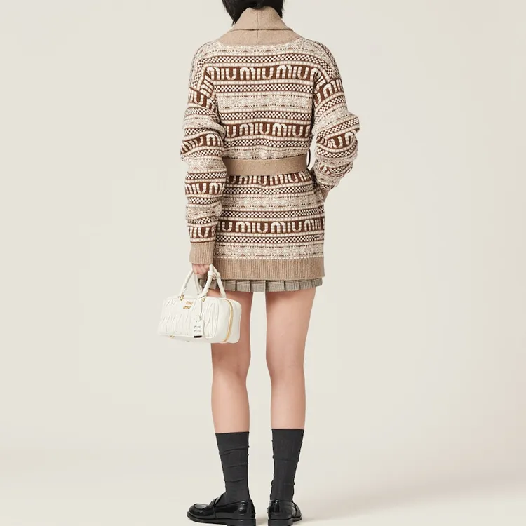 MIU MIU Button Up Belted Cardigan-1