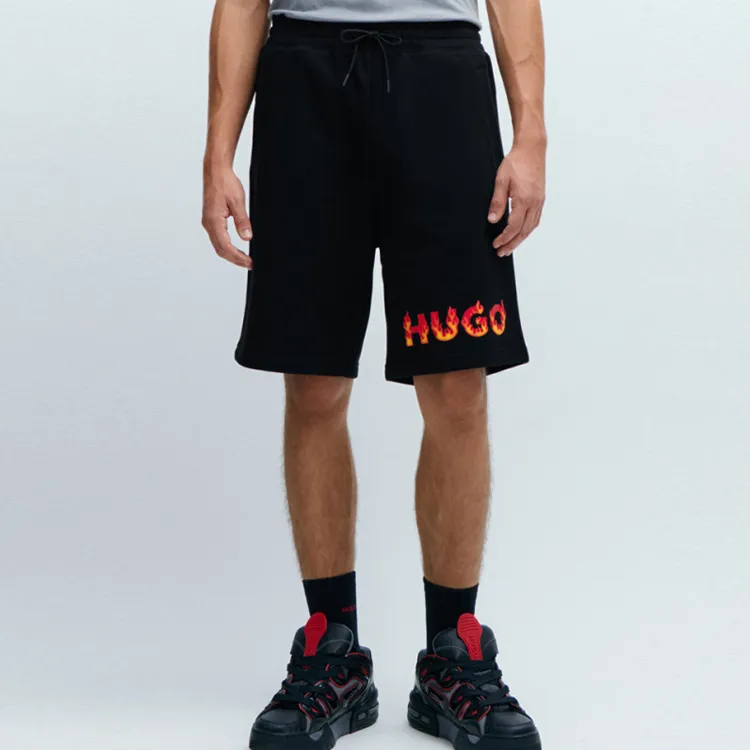 HUGO BOSS Flame Logo print Cotton Shorts-2