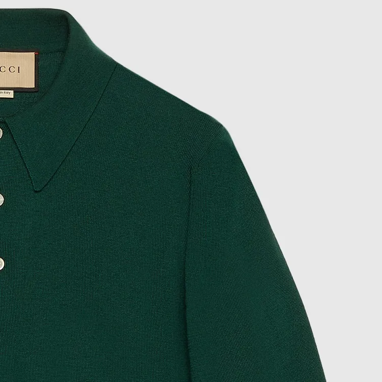 GUCCI Logo Embroidered Collared Sweater-5