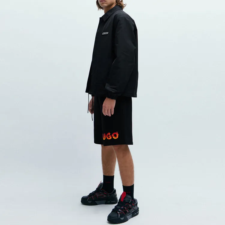 HUGO BOSS Flame Logo print Cotton Shorts-4