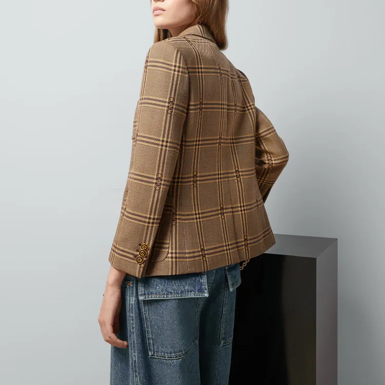 GUCCI Checkered Button-Up Blazer-2