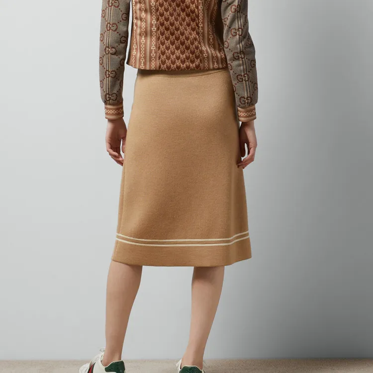 GUCCI Casual Long Skirts Women's Brown-3