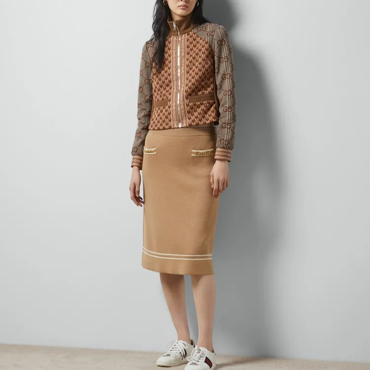 GUCCI Casual Long Skirts Women's Brown-1