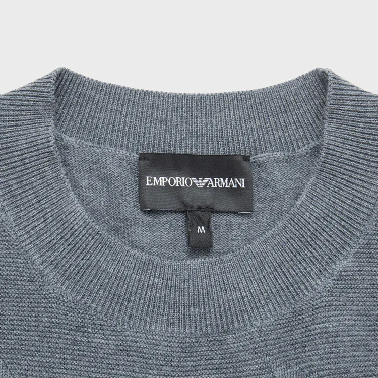 EMPORIO ARMANI Intarsia knit Logo Virgin Wool Jumper-11