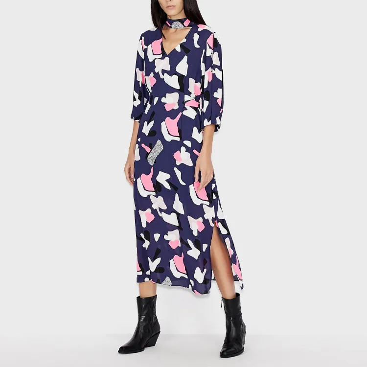 ARMANI EXCHANGE Long Sleeved Dress Women's Purple-1
