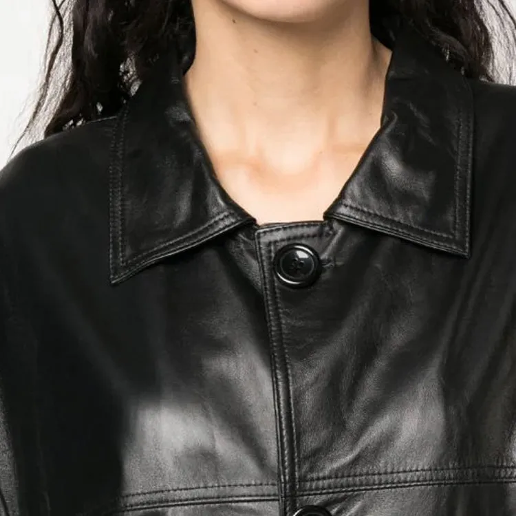 MANOKHI Button-front Leather Coat-4