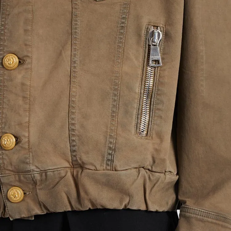 BALMAIN FW22 Denim Jacket Men's Khaki-6