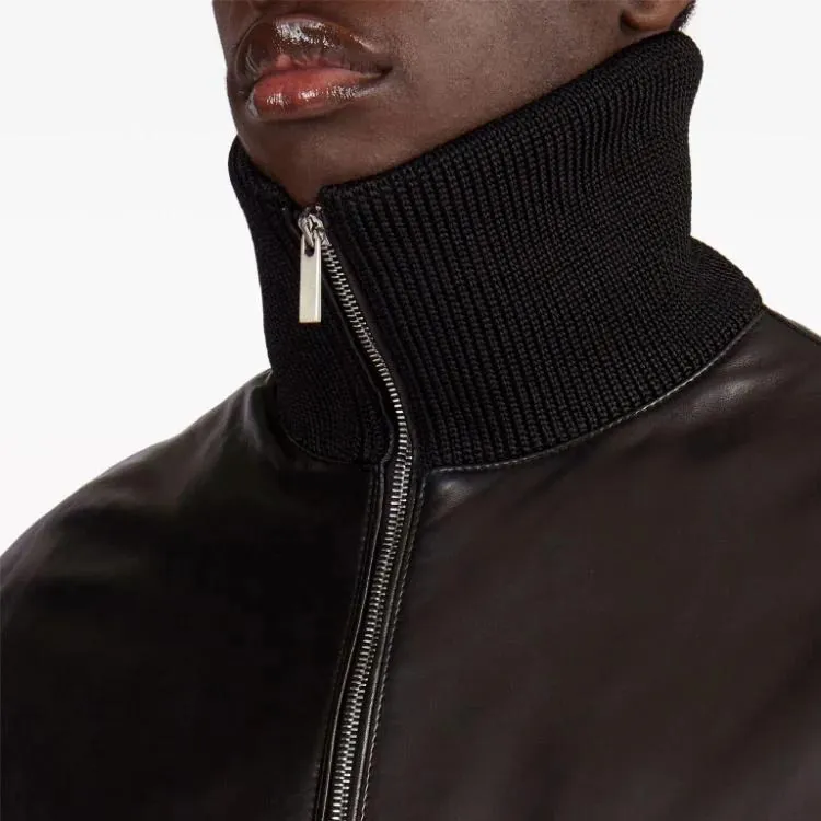 Ferragamo High neck Zipped Leather Jacket-5