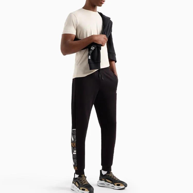 EMPORIO ARMANI EA7 SS24 Knitted Sports Pants Men's Black-2