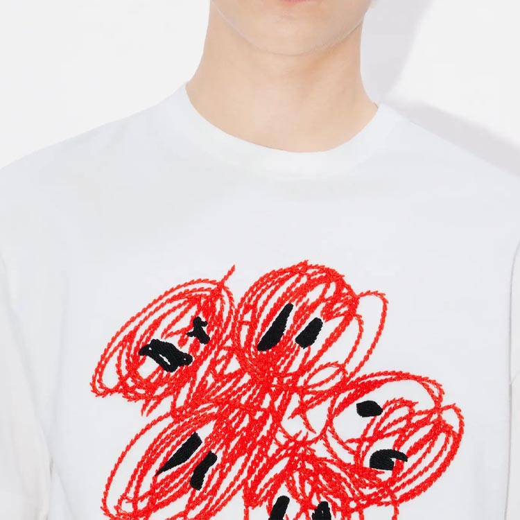 【KENZO】 ホワイト Kenzo Paris Drawn Varsity Tシャツ Kenzo Men's Drawn Varsity Oversize T-Shirt in Off White Kenzo