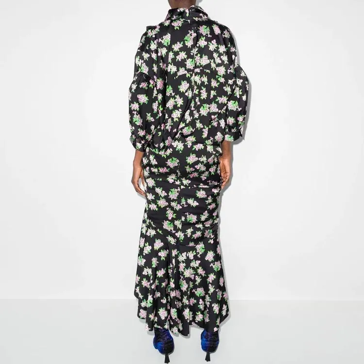 NATASHA ZINKO Pixel Flower print Draped Maxi Dress-1
