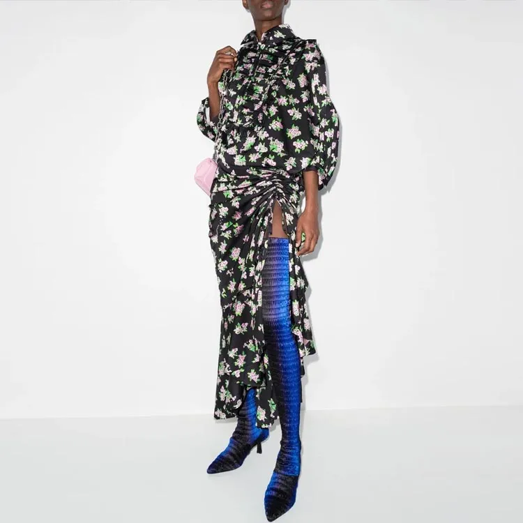 NATASHA ZINKO Pixel Flower print Draped Maxi Dress-2