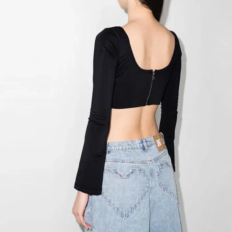 NATASHA ZINKO Zip up Corset Crop Top-3