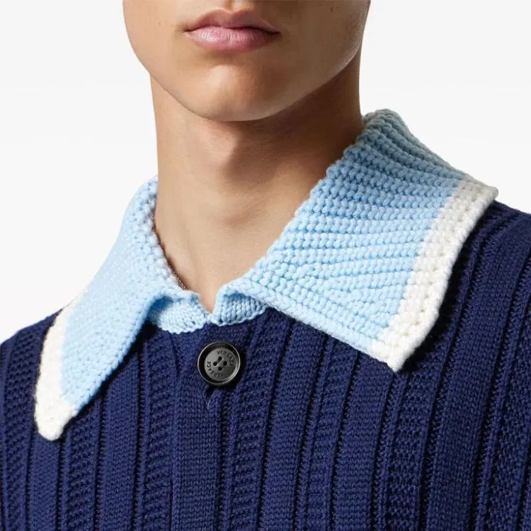 VERSACE Contrasting Collar Knitted Shirt-3