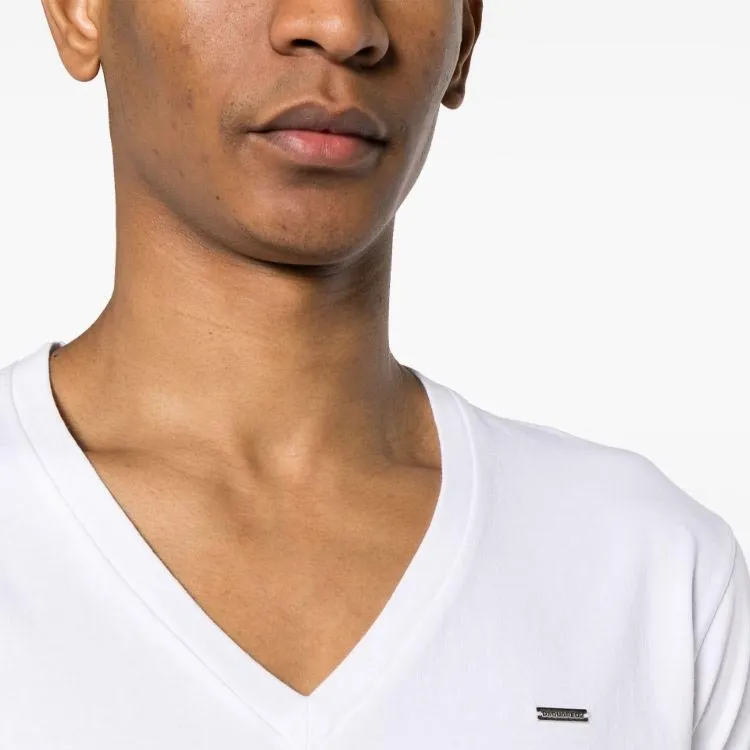 DSQUARED 2 Logo Plaque V Neck T Shirt-4