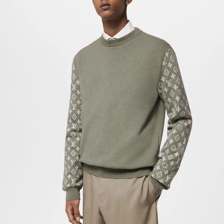 LOUIS VUITTON Long Sleeved Cashmere Mix Signature Crewneck-2
