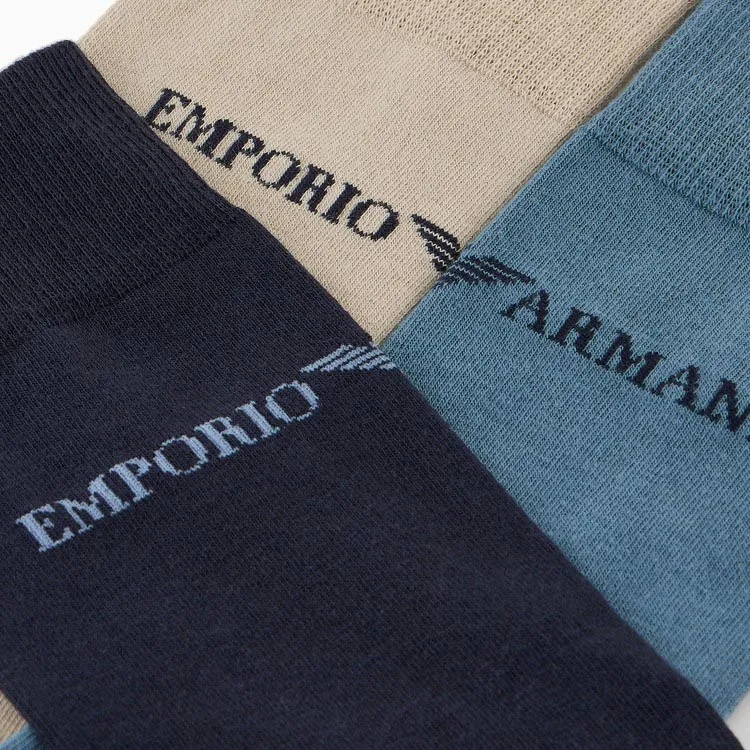 EMPORIO ARMANI SS24 Mid Calf Socks Men's 3 Pack-1