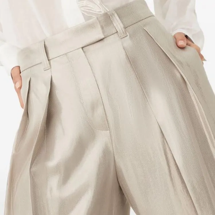 Brunello Cucinelli Laminated Effect Belt Looped Trousers-4