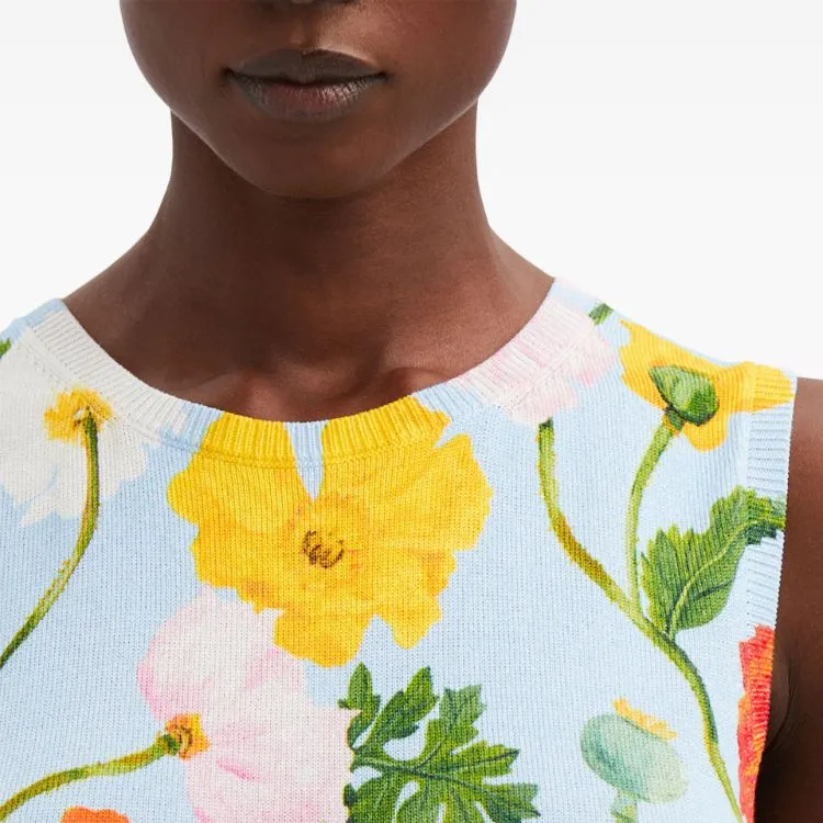 OSCAR DE LA RENTA Floral-print Round-neck Tank Top-4
