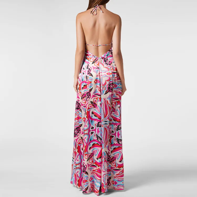 PHILIPP PLEIN Abstract print V neck Maxi Dress-3