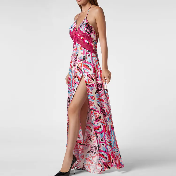 PHILIPP PLEIN Abstract print V neck Maxi Dress-2