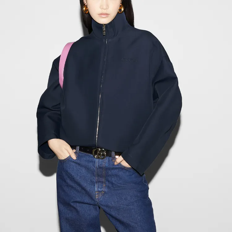 GUCCI Acetate Gabardine Bomber Jacket 'Petroleum Blue'-2