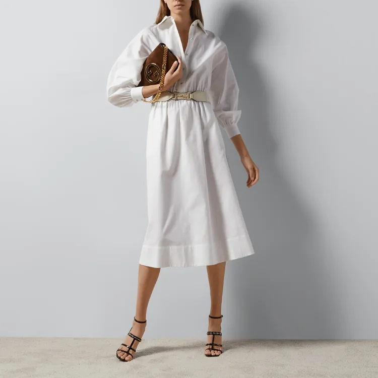 GUCCI Long Sleeved Dress Women's White-2