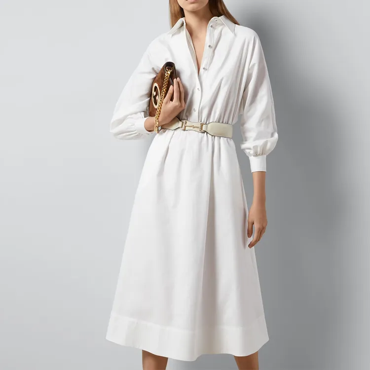 GUCCI Long Sleeved Dress Women's White-3