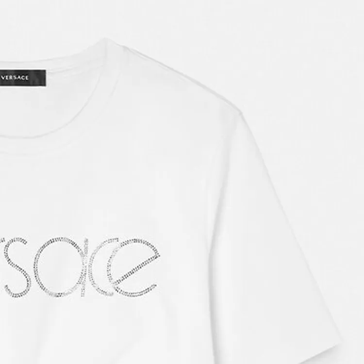 VERSACE Logo-Embellished Crewneck Cropped T-Shirt-3