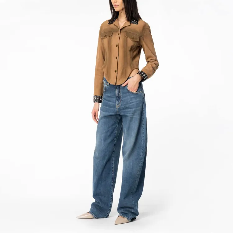 PINKO Leather Jacket Women's Brown-4