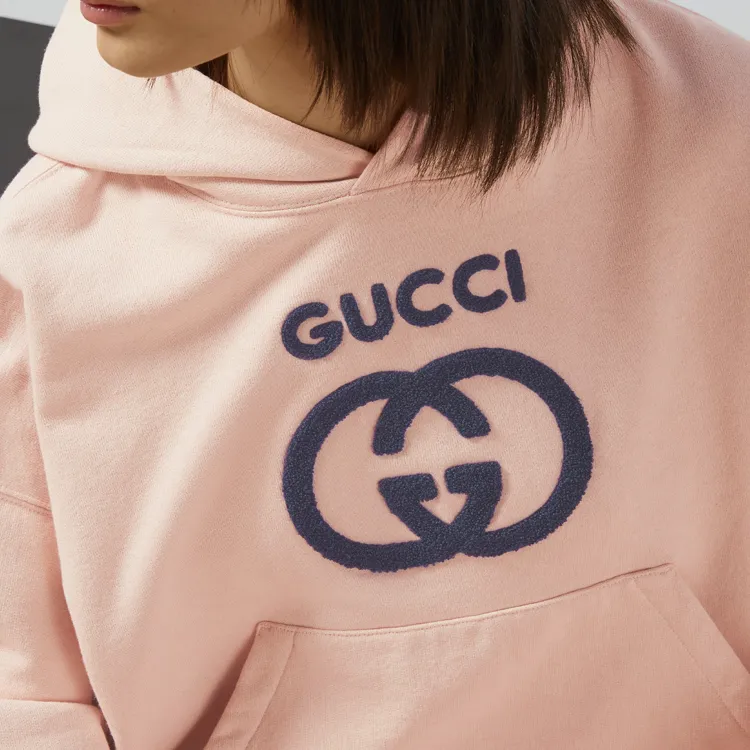 GUCCI Logo Embroidered Jersey Hoodie-4