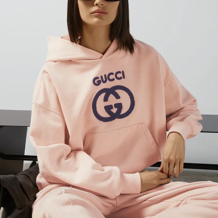 GUCCI Logo Embroidered Jersey Hoodie-1