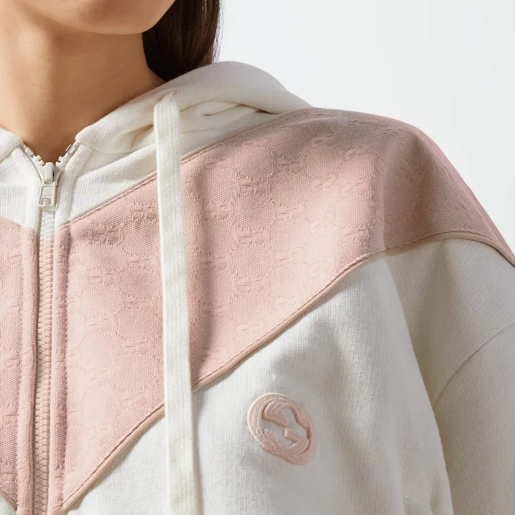 GUCCI Logo Embroidered Jersey Hoodie-4