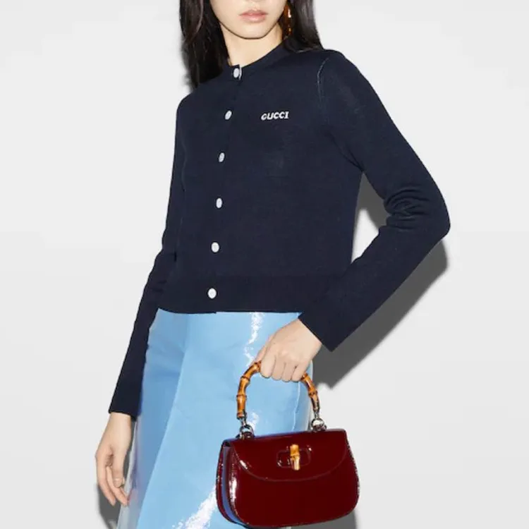 GUCCI Logo Intarsia Knit Cardigan-4