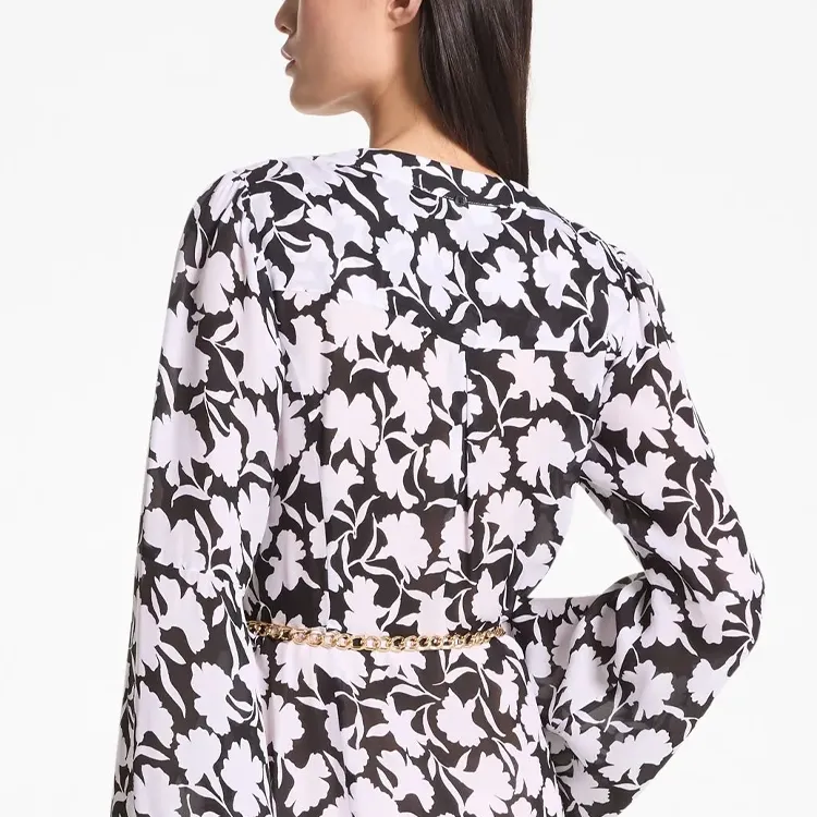 MICHAEL KORS Floral Georgette Midi Dress-5