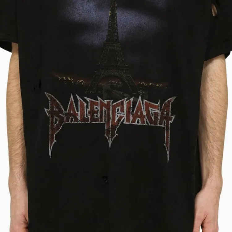 Balenciaga Paris Moon Worn Out Oversized T Shirt-6