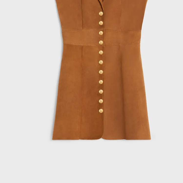 CELINE Button Detailed Sleeveless Mini Dress-6