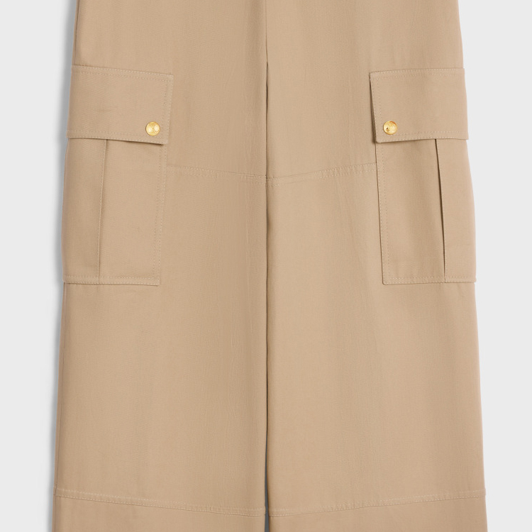 CELINE CARGO PANTS IN COTTON LINEN - BEIGE | CELINE