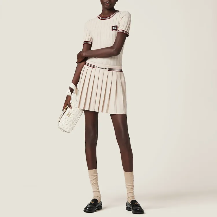 MIU MIU Logo appliqué Cashmere Top-3