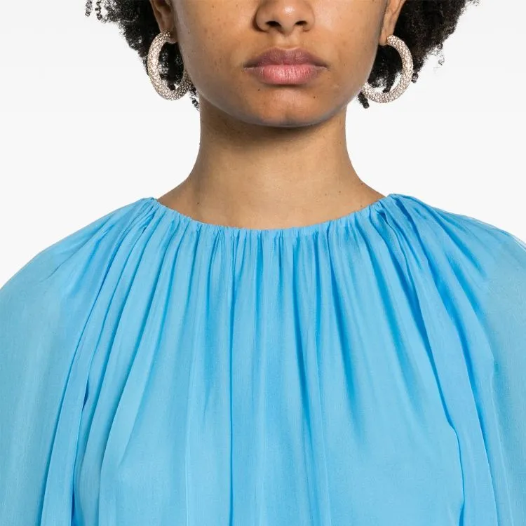 OSCAR DE LA RENTA Draped Silk Maxi Dress-4