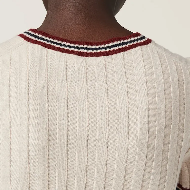 MIU MIU Logo appliqué Cashmere Top-5