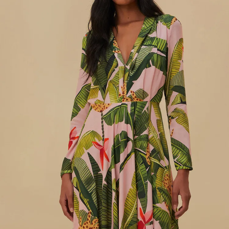 FARM RIO SS24 Long-Sleeved Dresses Women's Pink-5